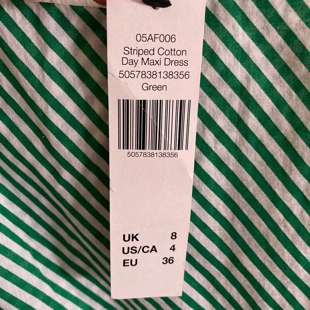 Long Tall Sally Green and White Striped Cotton Maxi Dress Size 4 Tall - Picture 4 of 11